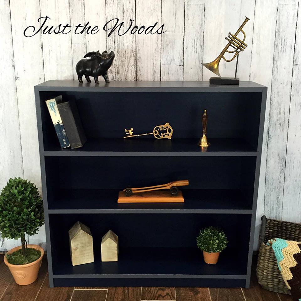 Solid wood Navy & Gray bookcase