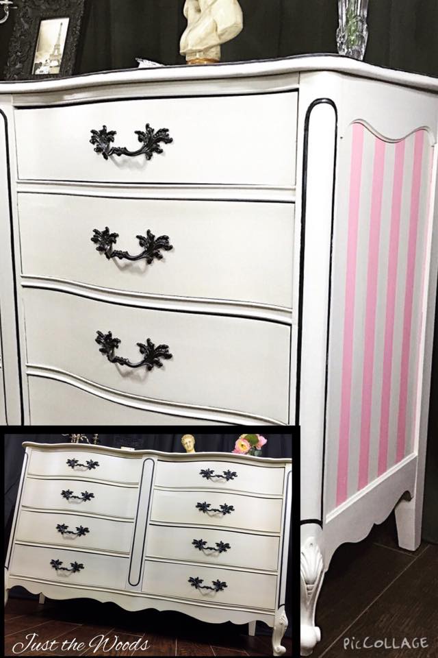 romantic striped dresser $575