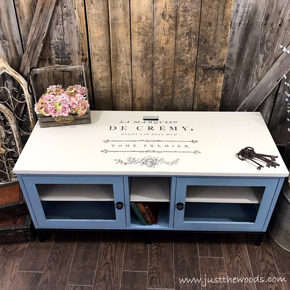 Painted Media Console with French Image