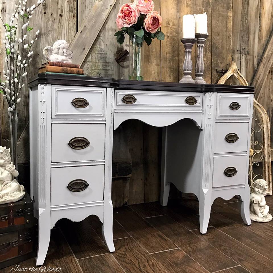 Gray Painted Vintage Desk