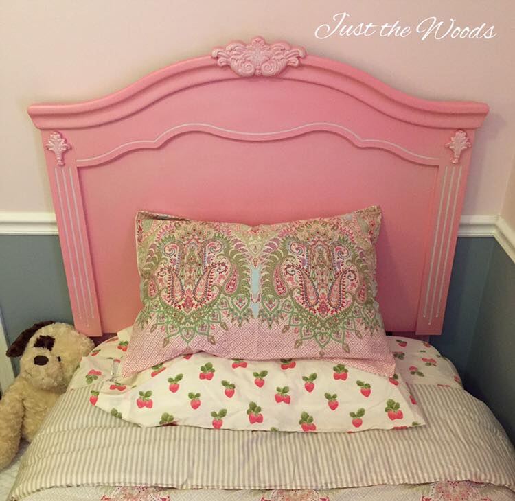 Pink and white headboard