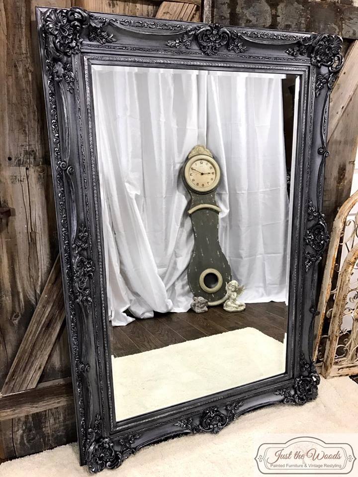 Large Ornate Pewter Mirror