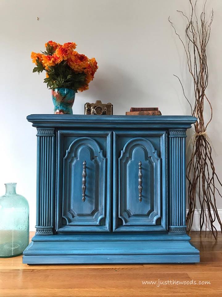 Layered Blue Painted Vintage Accent Piece