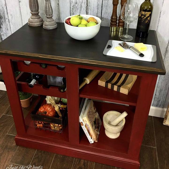 Farmhouse Red Painted Kitchen Island