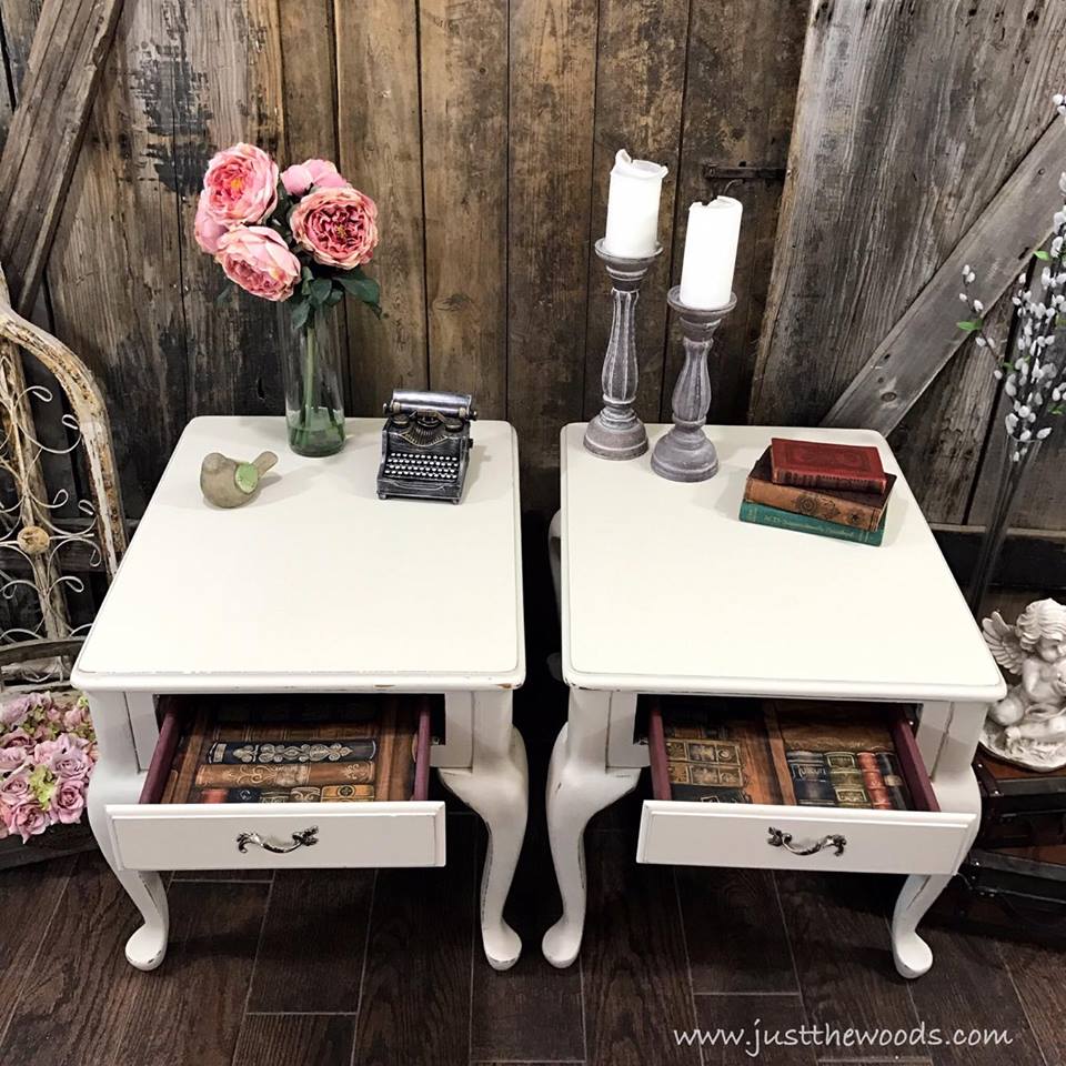 Shabby Chic End Tables with Lined Drawers