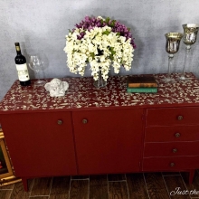 Custom Painted Cranberry Credenza