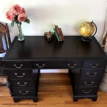 Vintage Leather Top Painted Desk