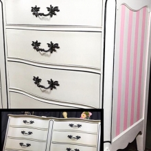 romantic striped dresser $575