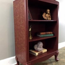 Cranberry Painted Bookcase with Gold Stencil