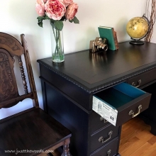 Vintage Leather Top Painted Desk