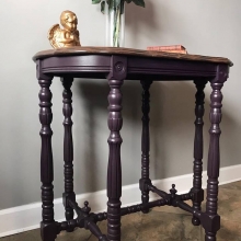 Antique Parlor Table Painted Eggplant with Stain Top