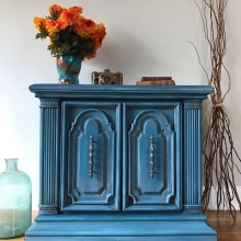 Layered Blue Painted Vintage Accent Piece