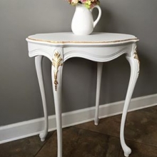 Solid wood hand painted table with gold leaf accents