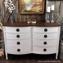 Farmhouse White Painted Dresser with Stained Top