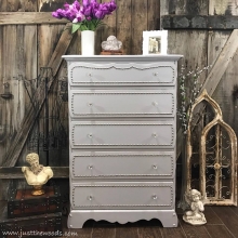 Gray Painted Dresser with Nailhead Trim