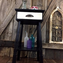 Painted Black Accent Table with Off White Drawer