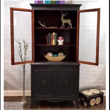 Custom Painted Charcoal China Cabinet