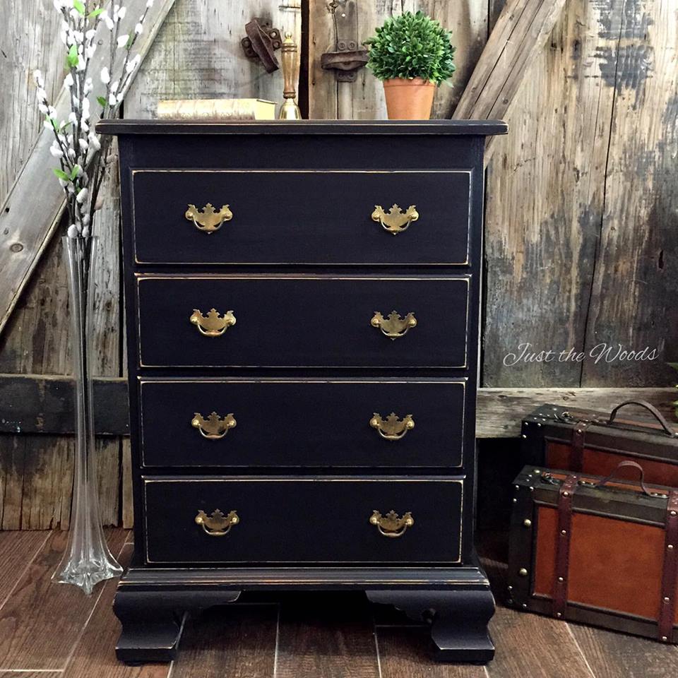 Distressed black chest of drawers