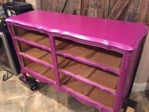 Metallic French Provincial Painted Dresser by Just the Woods metallic paint, purple dresser, french provincial, staten island
