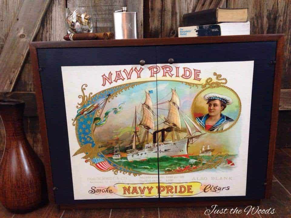 navy pride, cigar label, painted furniture, decoupaged furniture