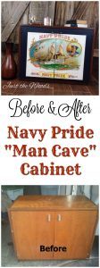 Vintage Navy Pride Cigar Label "man cave" Cabinet by Just the Woods