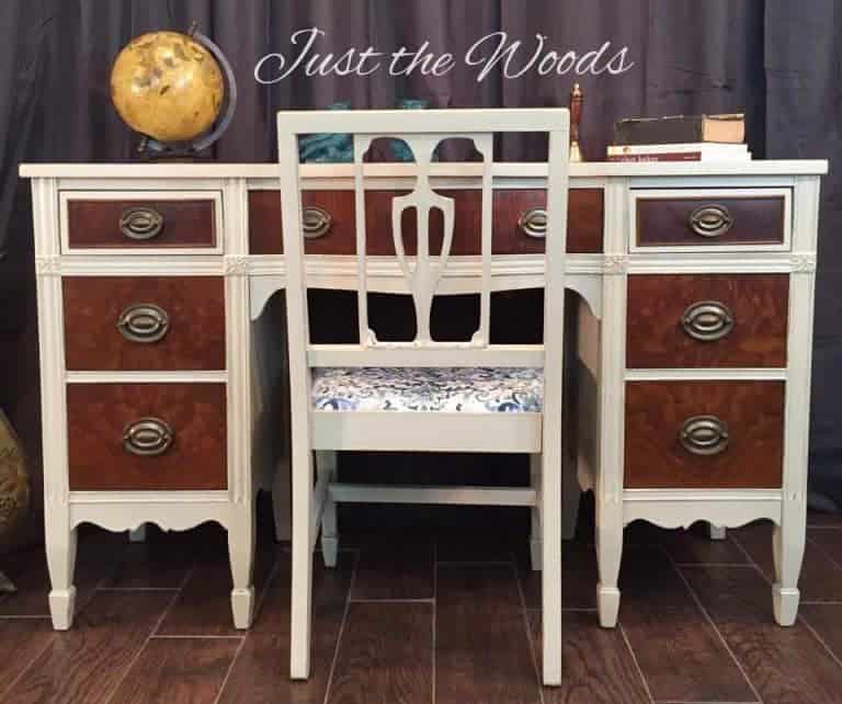 Beautiful Burl Wood Vintage Desk Makeover