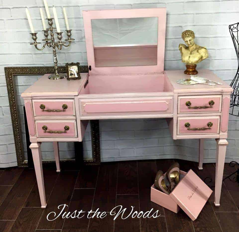 Painted vintage vanity, pink vanity, staten island