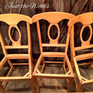 Pine Wood Chairs, dining chairs, stenciled dining room table