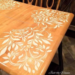 stenciled dining room table, using stencils on furniture, stencil table top