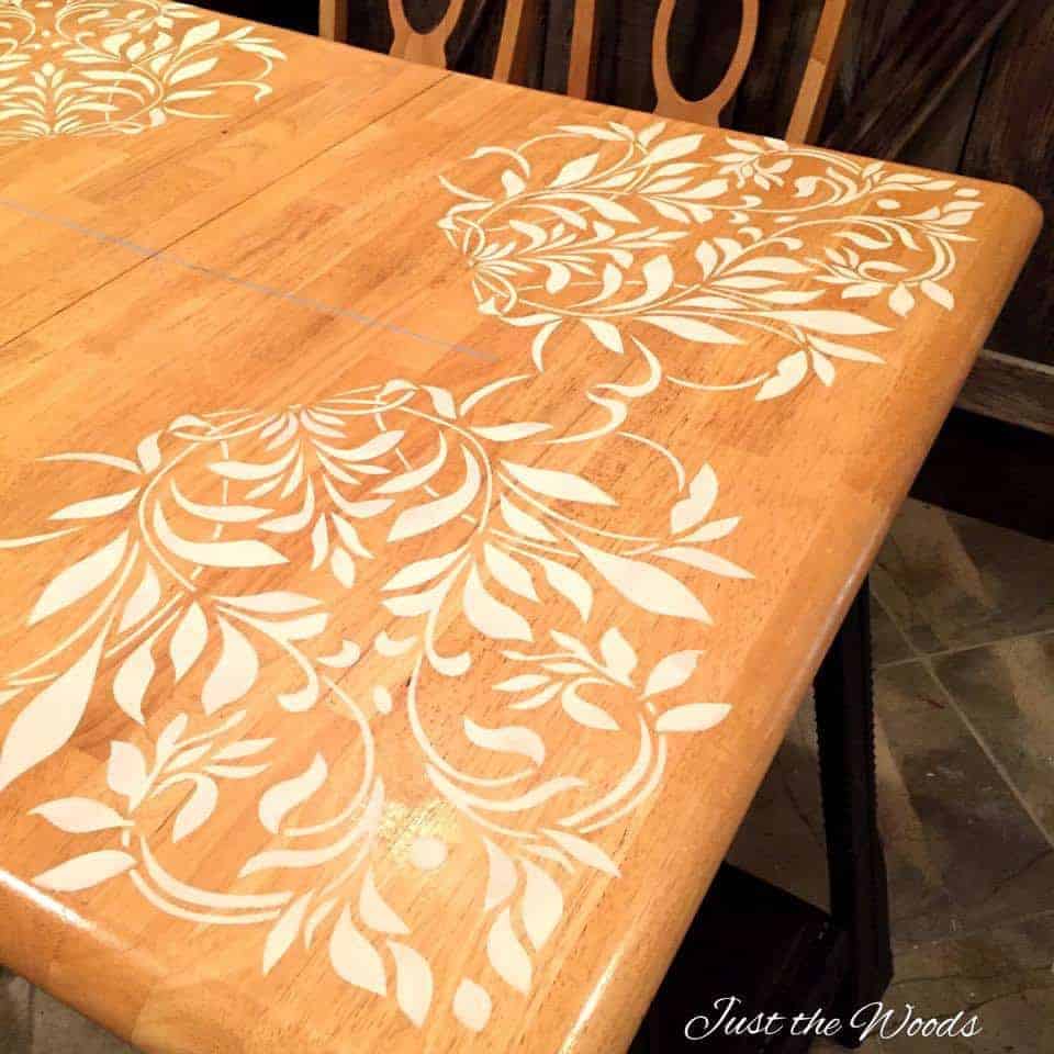 Darling Damask Stenciled Dining Room Table by Just the Woods