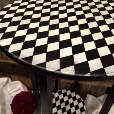 Whimsical Wood Harlequin Painted Table