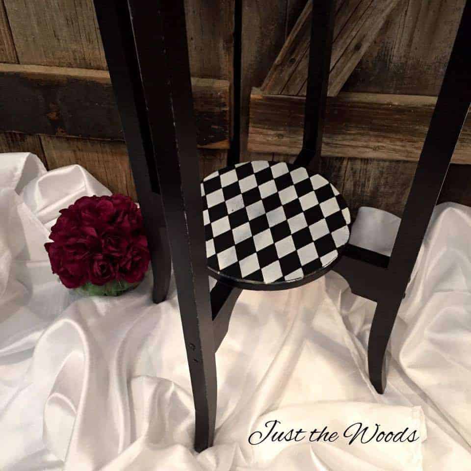 whimsical, wood, harlequin, table, painted, furniture, diamond stencil furniture