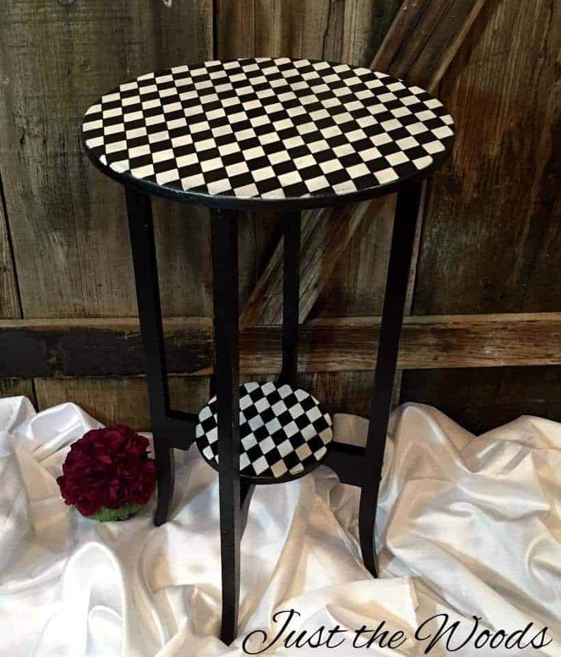 whimsical, wood, harlequin, table, painted, furniture, staten island, nyc, nj, just the woods