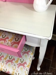 decoupage, pink vanity, girls vanity, staten island, painted furniture, new york, just the woods