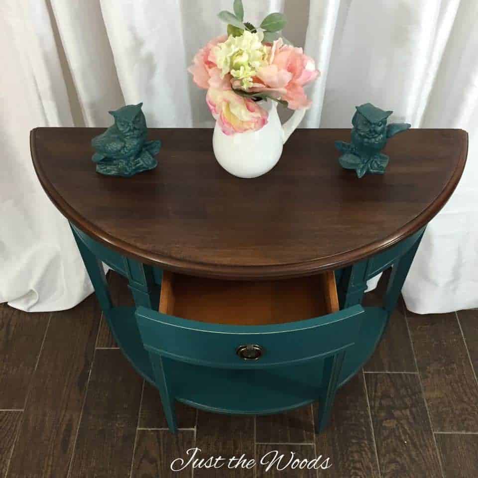 Painted table with stain top