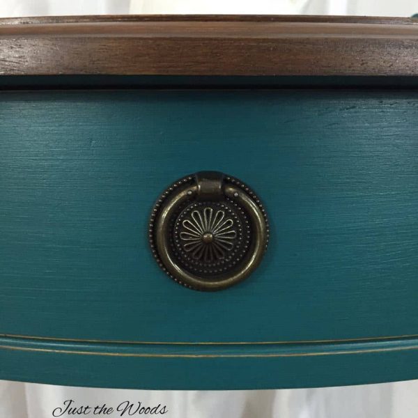 Teal Console Table with Rich Stain top by Just the Woods
