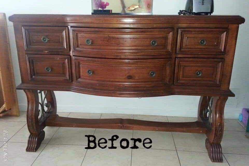 brown buffet before paint