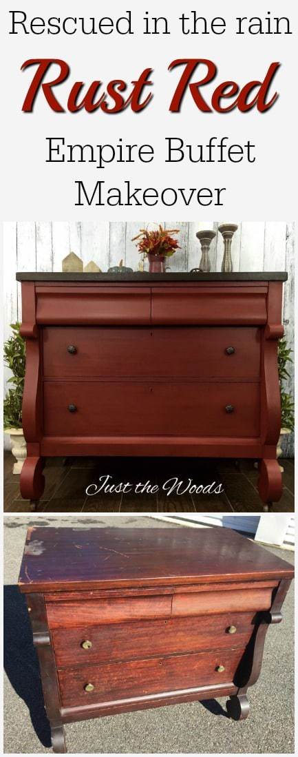 Red Rust Painted Empire Buffet by Just the Woods empire buffet, vintage buffet, painted buffet
