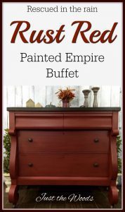 painted empire buffet, red painted buffet, vintage empire