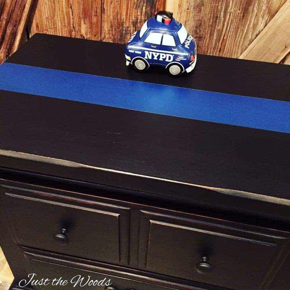 thin blue line, painted furniture, charity, nypd, just the woods, staten island, nyc, police, LEO, vintage