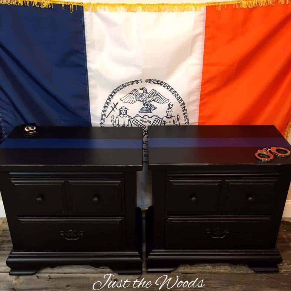 thin blue line, painted furniture, charity, nypd, just the woods, staten island, nyc, police, LEO, vintage