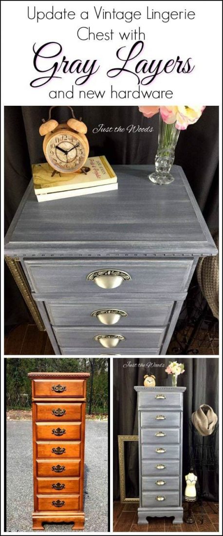 lingerie chest, painted chest, vintage chest, gray paint, chalk paint, painted furniture