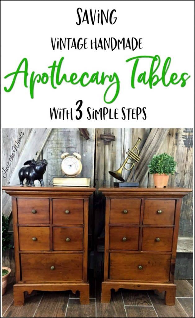 apothecary tables, vintage tables, apothecary cabinets, restore old wood