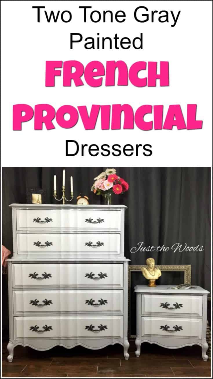 French provincial painted furniture, Painted french provincial dresser in two-tone gray for a soft and feminine painted finish. | French provincial | two tone | painted dresser | painted french provincial furniture |
