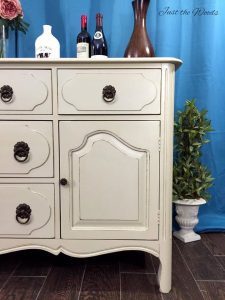 Painted vintage china cabinet, bisque, pure home paint