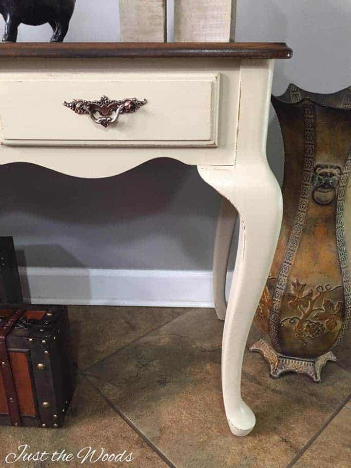 Toasted Almond Sofa Table with Stenciled Drawers