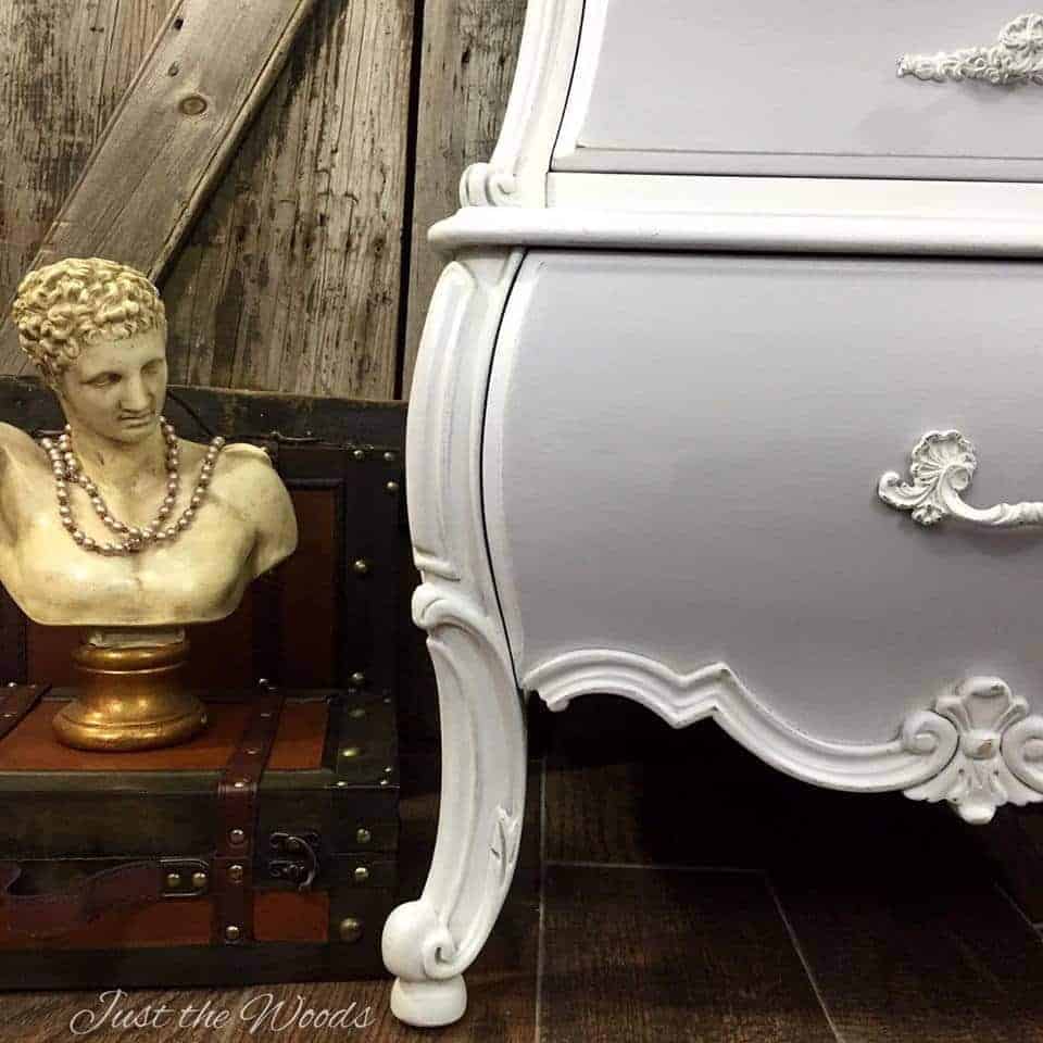 vintage chest, bombe, decoupage, shabby chic, curvy furniture