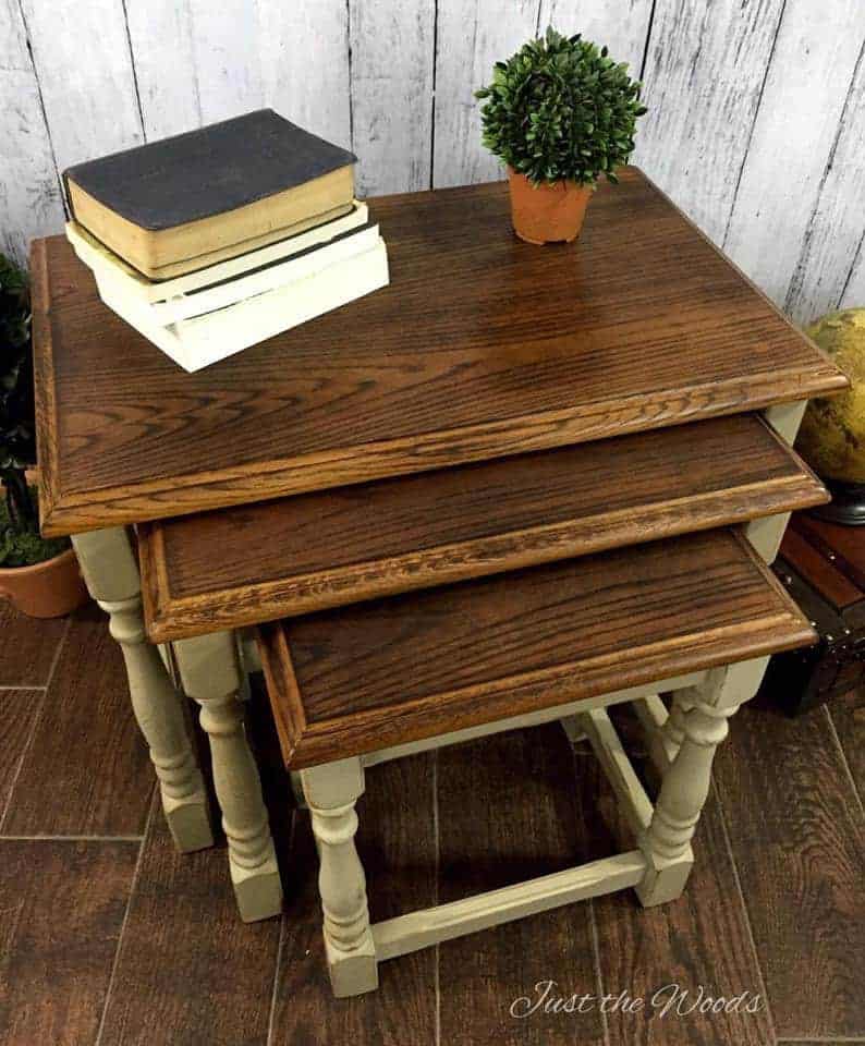 Wood Grain Tables, wood burned, wood burning,stacking tables