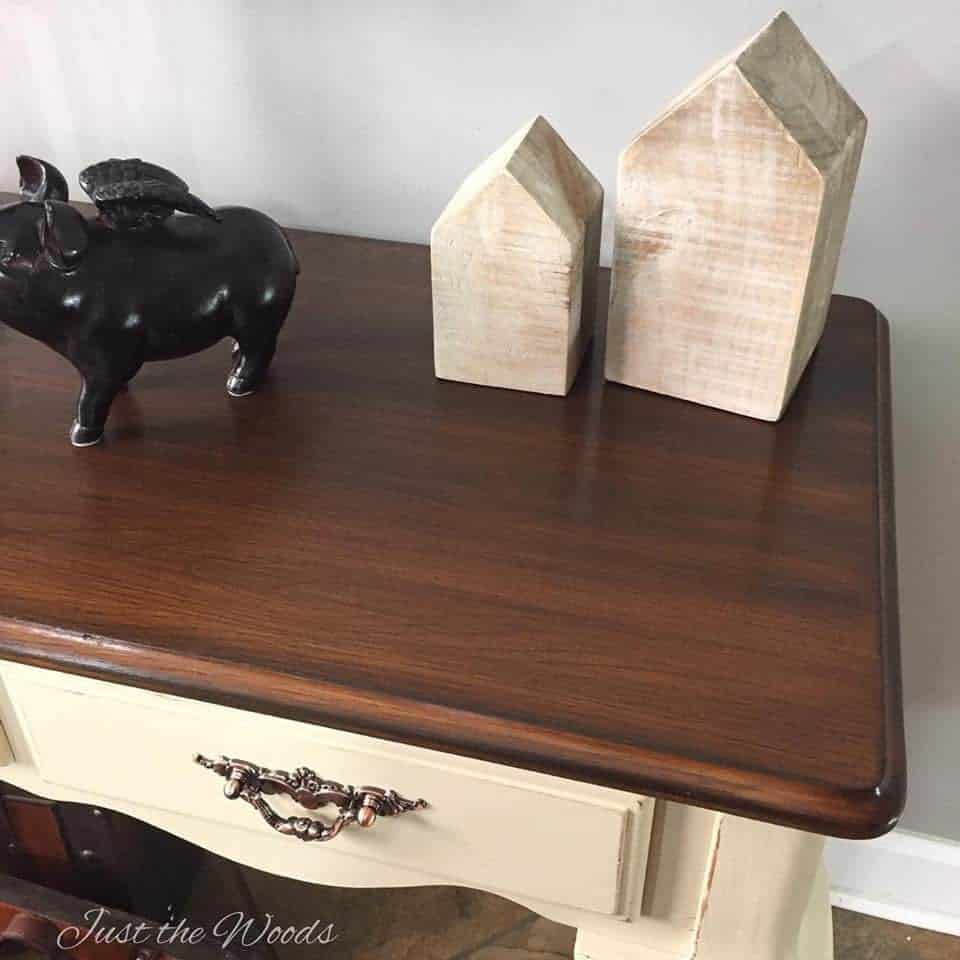 Toasted Almond Sofa Table with Stenciled Drawers