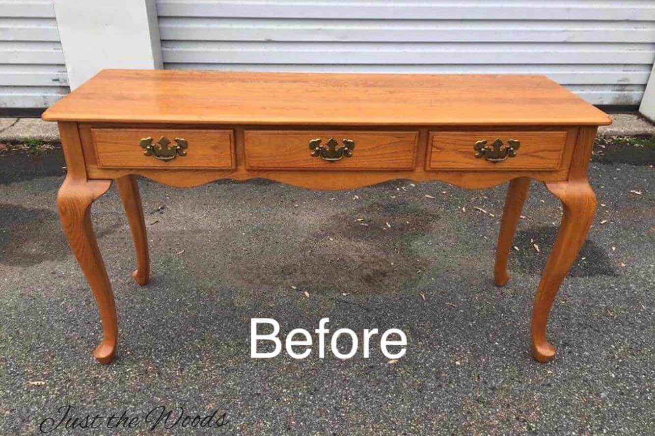 Toasted Almond Sofa Table with Stenciled Drawers